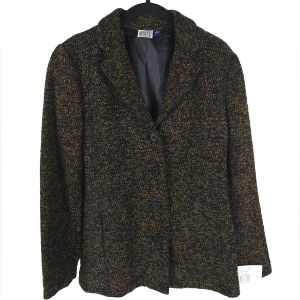 NWT KEREN Hart WOOL Blend Lined Jacket Coat Blazer 4 Button with Pockets Size XS